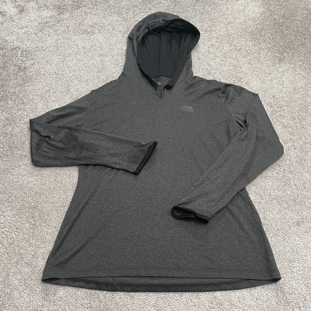 The North Face FlashDry Pullover Hoodie Sweatshirt Womens Large Dark Gray Active
